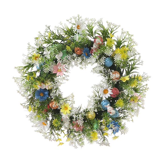 Kokovifyves Easter Wreath Spring Summer Wreath for Front Door Easter Wreath Decorations Cute Rabbits Simulated Flowers Outdoor Home Door Hanging Decorations Props