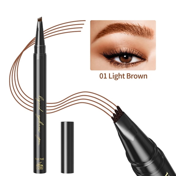 Kokovifyves Eyebrow Pencil Microblading Eyebrow Pen, Liquid Brow Pencil with 4-Fork Tip, Long-Lasting Smudgeproof Create Natural Eyebrow
