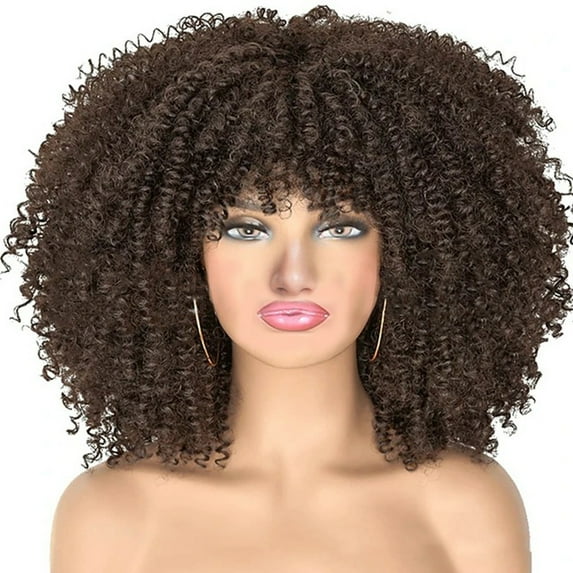 Kokovifyves Fashion Wig Curly Hair Explosion High Temperature Silk Rose Mesh Wig Full Head Cover