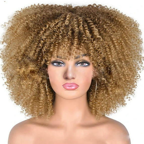 Kokovifyves Fashion Wig Curly Hair Explosion High Temperature Silk Rose Mesh Wig Full Head Cover