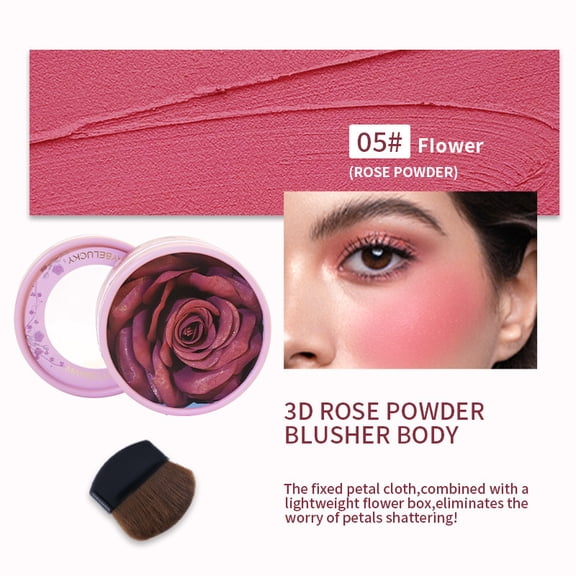 Kokovifyves Flower Leaf Inspired Facial Powder and Constructible Colors Women with Light Cheek Makeup