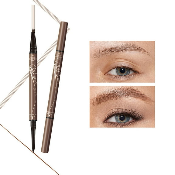 Kokovifyves Four Forked Liquid Eyebrow Pencil Slim-in-1 Holding Makeup Without Smudging and Coloring Eyebrow Pencil 0.7ml+0.06ml