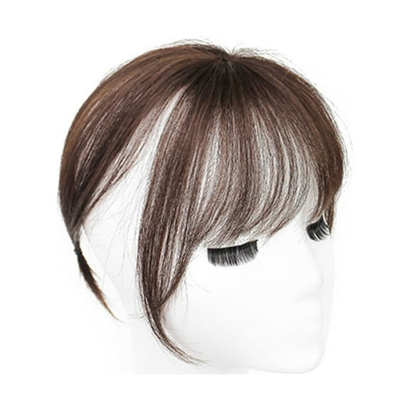 Kokovifyves High Temperature Wire Extension Natural Black Wig Female Bangs Hair Piece