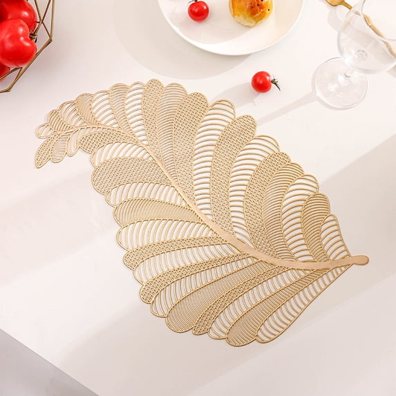 Kokovifyves Hollowed Out Insulation Mat Solid Colour Faux Leather Placemats , Coffee Mats, Kitchen Table Mats, Waterproof, Easy To Clean Kitchen Table Mats