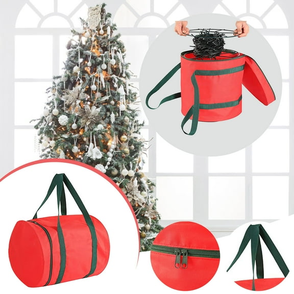 Kokovifyves Home Storage and Organization Christmas Light Storage Bag 600D Oxford Cloth Storage Bag Christmas Light Bulb Round Holiday Storage Bag