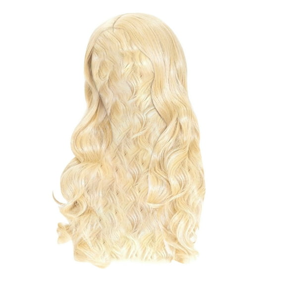 Kokovifyves Human Hair Wigs for Women Clearance Ladies Small Curly Hair Sets Wavy Curls Wig Can Be Straightened and Bent 28.3Inches (Pale Gold )
