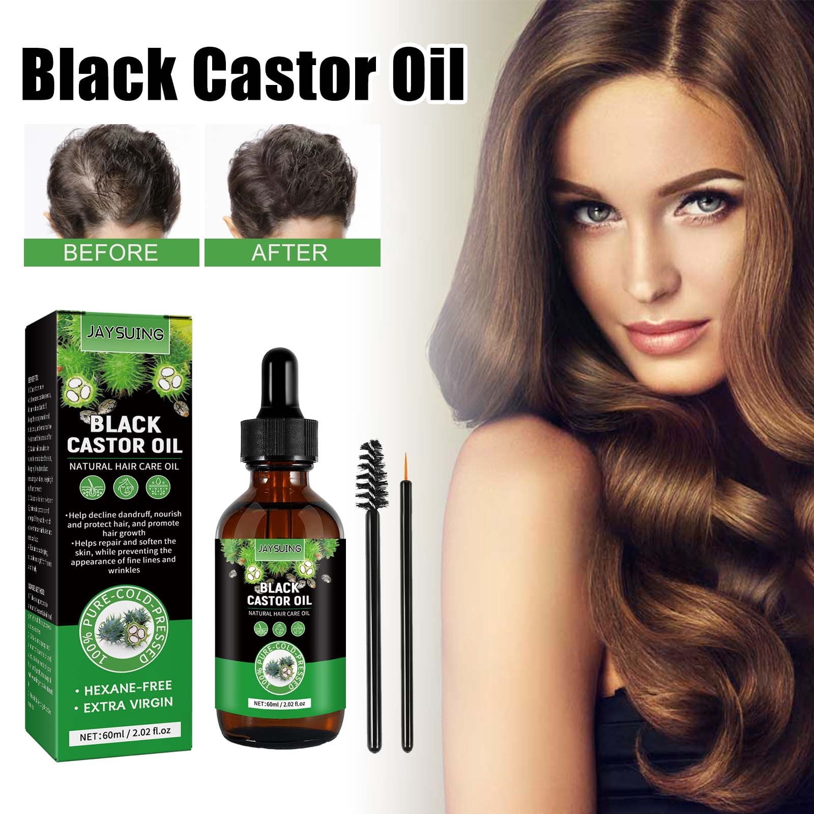 Kokovifyves Jamaica Black Castor Oil, Cold Unrefined Castor Oil, Castor Oil Body Eyelashes and
