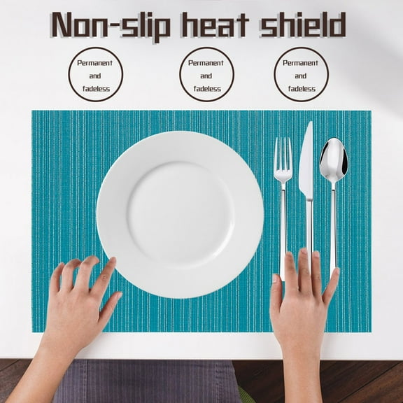 Kokovifyves Kitchen Accessories Clearance Placemat Green Solid Color Pvc Mat Plain Horizontal Stripe Table Mat