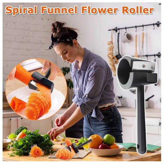 Kokovifyves Kitchen Gadgets Clearance Spiral Vegetable Manual,Kitchen Cutter Spiral Funnel Flower Cutter