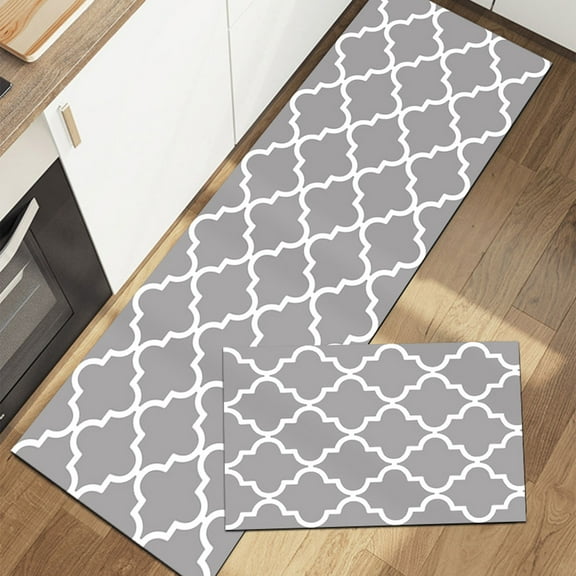 Kokovifyves Kitchen Rugs Sets of 2 Clearance,2 Pieces Comfort Kitchen Mat Moroccan Trellis, Absorbent And Stain Restaurant Mat, Nordic Strip Carpet, Balcony Window Mat, Household Bathroom Door Mat