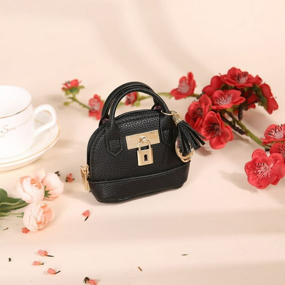 Kokovifyves Ladies' New Mini Simple Cute Coin Purse Keychain Women's Bag Pendant Mini Key Chain Bag Cosmetic Bag for Women Leather Backpack Key Ring Car Key Bag