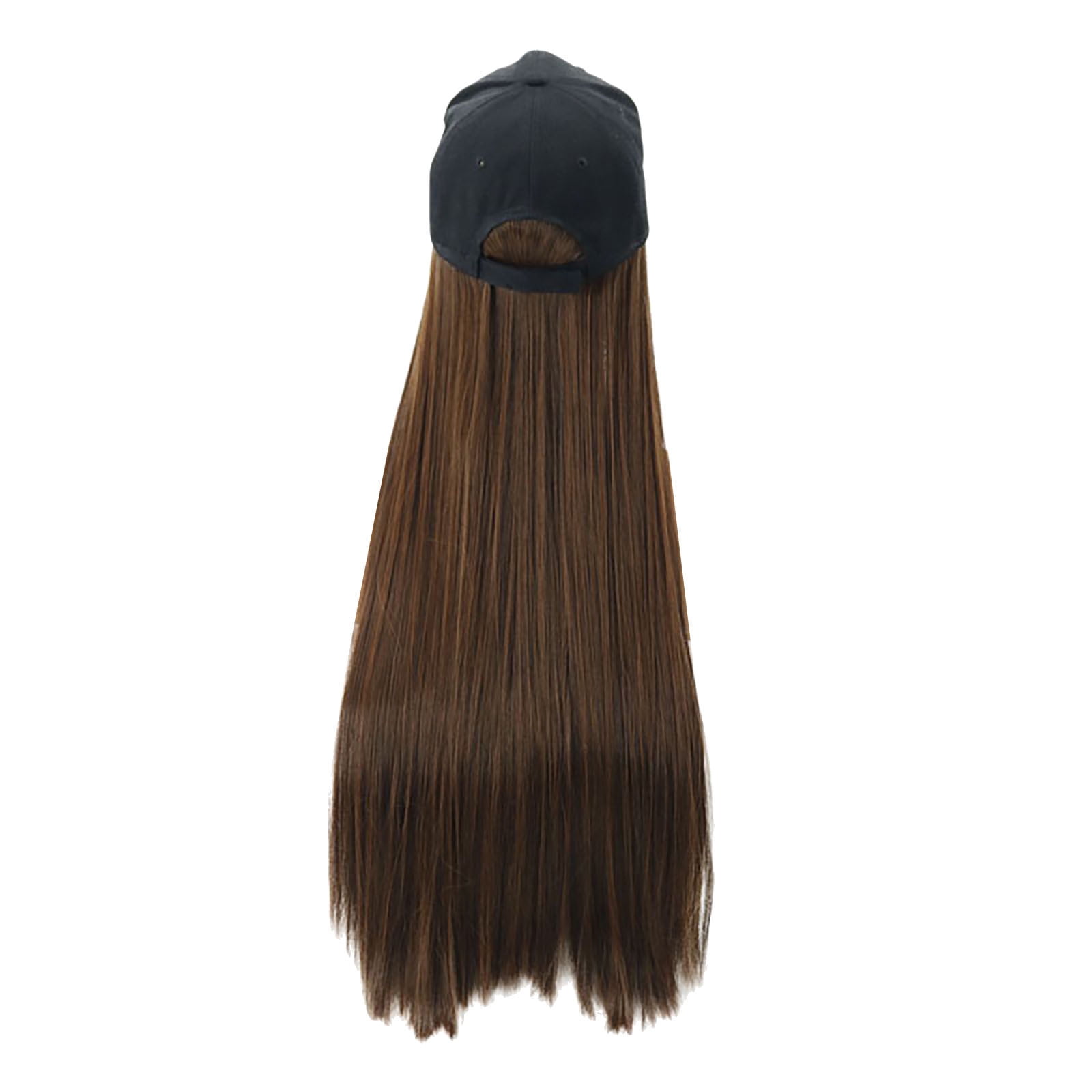 Kokovifyves Long Straight Wig Cap 25 Inch Long Hair Baseball Cap Ball