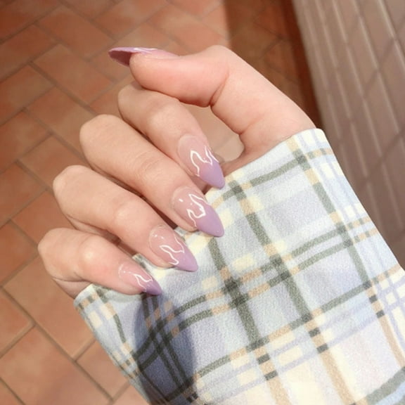 Kokovifyves Manicure Products 24 Pieces of Nail Nails Flame Ballet Wear Nails Finished Fake Nails Removable