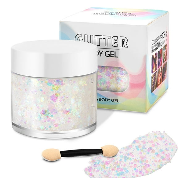 Kokovifyves Nail Art Carnival Glitter Gel Sequin Gel Hair Body Face Stage Makeup 36g