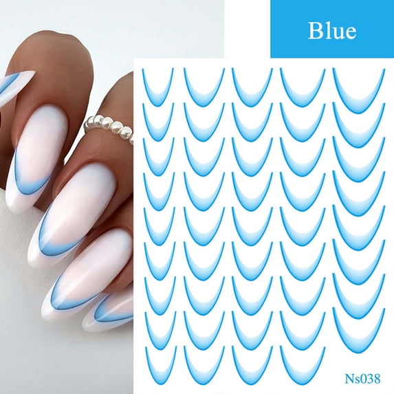 Kokovifyves Nail Art Stickers Nail Stickers Solid Color French Gradient Nail Stickers Back Adhesive