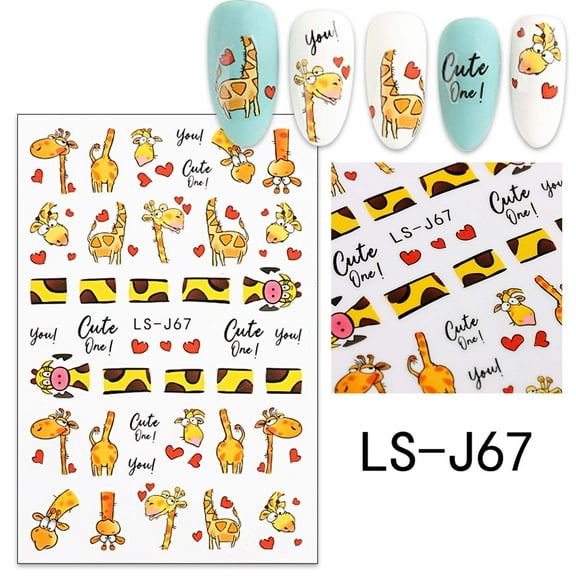 Kokovifyves Nail Care Cute Self-adhesive Giraffe DIY Nail Sticker Manual Wearing