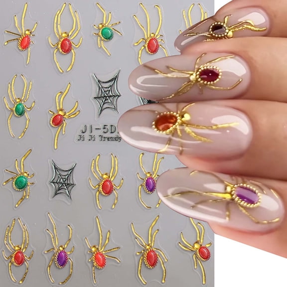 Kokovifyves Nail Care Embossed Nail Sticker 5D Carved Photo Frame Ghost Nail Applique Jelly Nail Supplies Women Nail Decoration