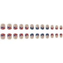 Kokovifyves Nail Care Independence Day Flag Fake Nail Art Nails Wear Nails 24PCS