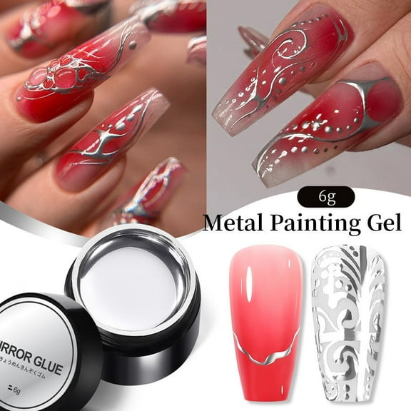 Kokovifyves Nail Care Products Nail Mirror Metallic Nail Polish Super Bright French Painting Cable Hook Colored Adhesive