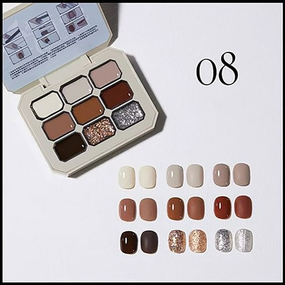 Kokovifyves Nail Care Products for Women 9-color Solid Adhesive Nail Polish Adhesive Set with Nine Pattern 27g