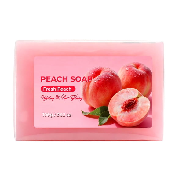 Kokovifyves Peach Bath Soap Bar, Gentle Daily Cleanser for Face & Body, Non-Tightening Fresh Care 100g
