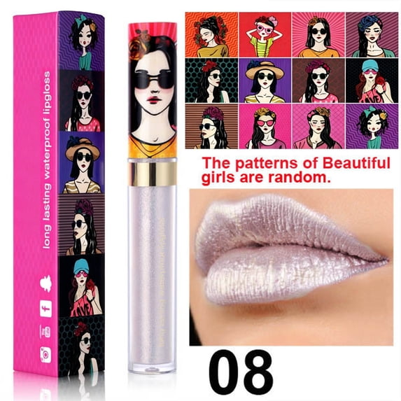 Kokovifyves Pearlescent Metallic Finish Lip Gloss, Lip Gloss for Daily Makeup Lip Product 3.5ml