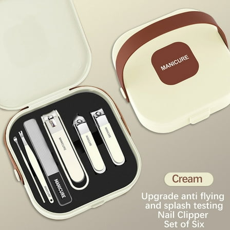 Kokovifyves Portable AntiSplash Nail Clipper Set 6PC Manicure Tools with Nail Scissors and Clippers Etc