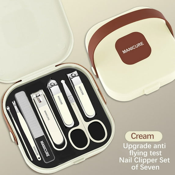 Kokovifyves Portable AntiSplash Nail Clipper Set 7PC Manicure Tools with Nail Scissors and Clippers Etc