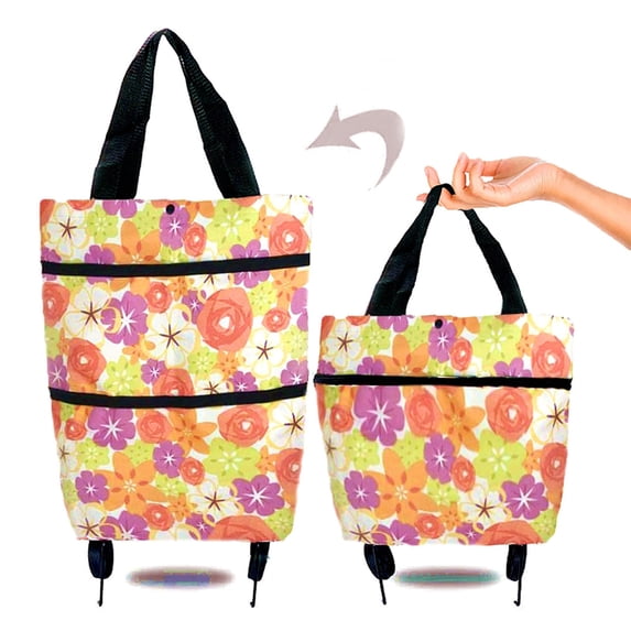 Kokovifyves Portable Shopping Wheel Bag Tug Bag Telescopic Roller Bag Supermarket Shopping Bag Shopping Cart Foldable Backpack