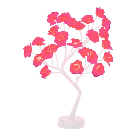 Kokovifyves Rose Flower Table Tree Light 24 LEDs Desk Top Bonsai Lighted Tree Battery Operated USB Plug Powered Tree Table Lamp Rose Flower Desk Tree Lamp for Home Party We Pink