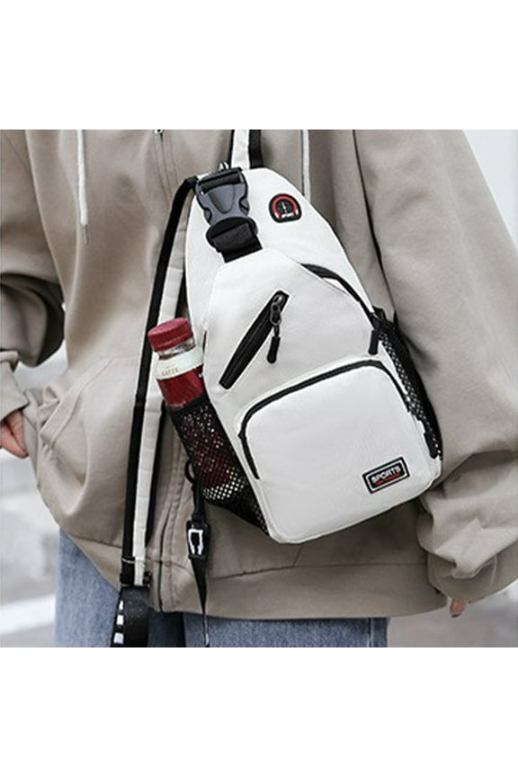 Small Sling Backpack Crossbody Zipper Lock Changeable Shoulder/Double Shoulder Strap Bag Messenger Backpack with Headphone Hole with 2 Side Mesh Pockets Strap Backpack Hiking Backp