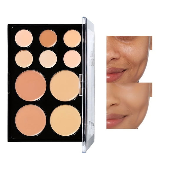 Kokovifyves Smudge Resistant 10 Color Concealer Palette, Multi-Shade Buildable Coverage for Daily Facial Makeup