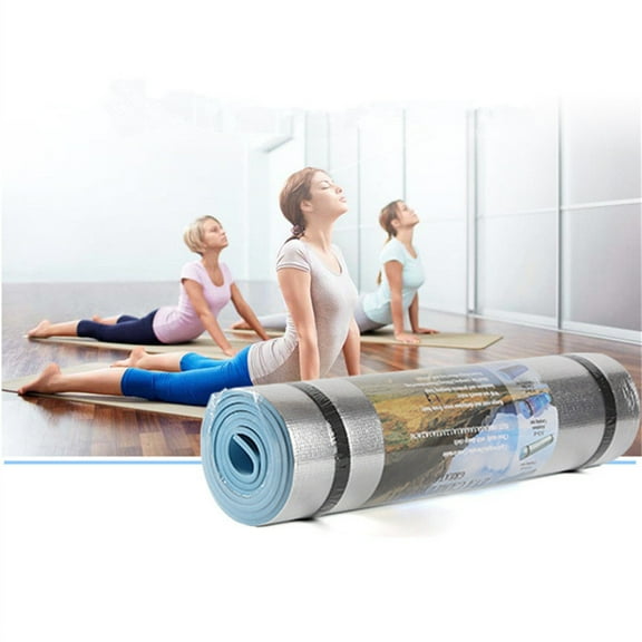 Kokovifyves Sports and Outdoors under $15 Aluminum Film Yoga Mat Workout Exercise Gym Fitness Pilates Pad