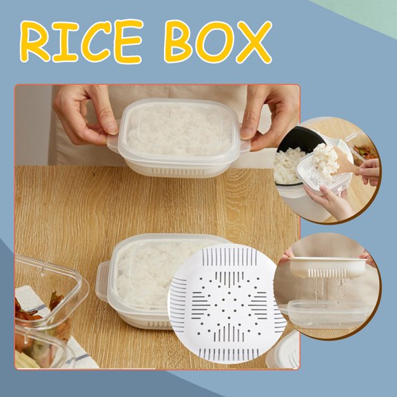 Kokovifyves Storage on Sale Rice Fresh-Keeping Box Vegetable Fruit Storage Basket Kitchen Drainer Bento Box
