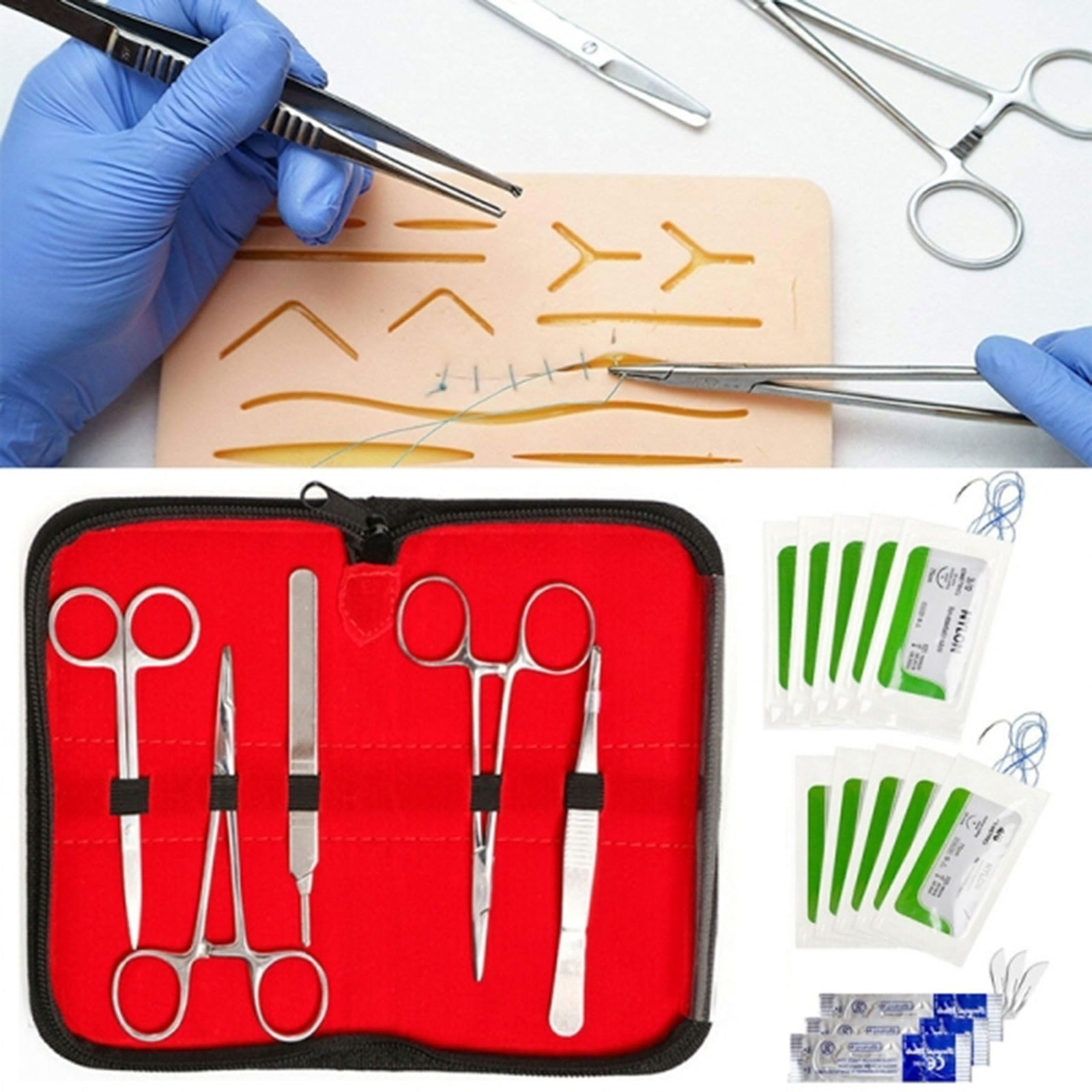 Kokovifyves Suture Practice Kit Suturing Human Skin Medic Al Silicone  Training Pad Tool Kits