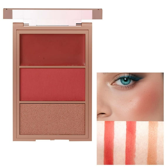 Kokovifyves Three Color Powder Blusher Face Repair High Disc Eye Multi-function Three in One Blush Disc