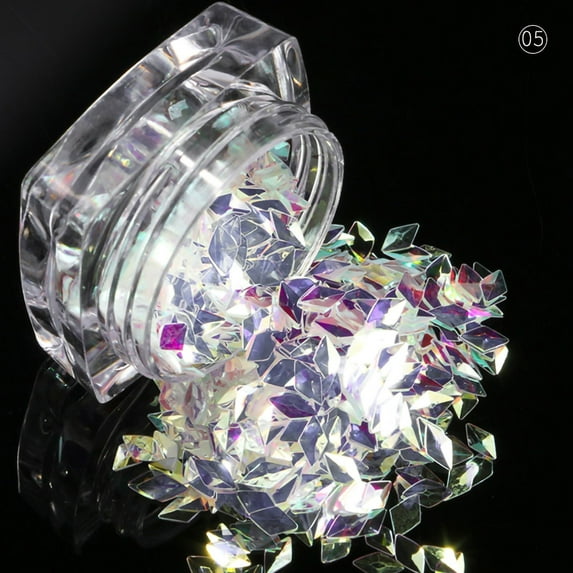 Kokovifyves Three-dimensional Diamond Sequins Glitter Sequins Fake Nail Patches Nail Art Accessories