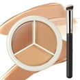 thumbnail image 1 of Kokovifyves Tricolor Concealer Face Makeup with Brush Color Correction Concealer Mini Portable Tricolor Concealer Pot for Mature Light Medium, 1 of 8
