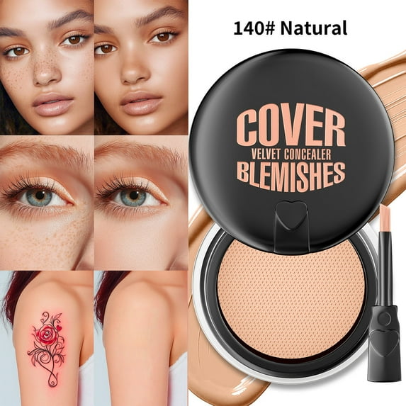 Kokovifyves Waterproof Concealer Full for Under Eyes Cream Makeup with Built-in Brush Hide Blemishes Imperfections