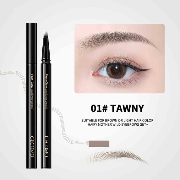 Kokovifyves Waterproof Eyebrow Pencil with 4 Fork Tips 24 Hours Long Lasting and Natural Look Portable Makeup Tool
