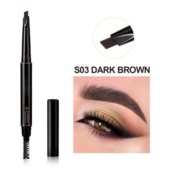 Kokovifyves Waterproof Long-Lasting Automatic Rotating Double Headed Eyebrow Pencil with Spoolie Brush for Natural Defined Brows