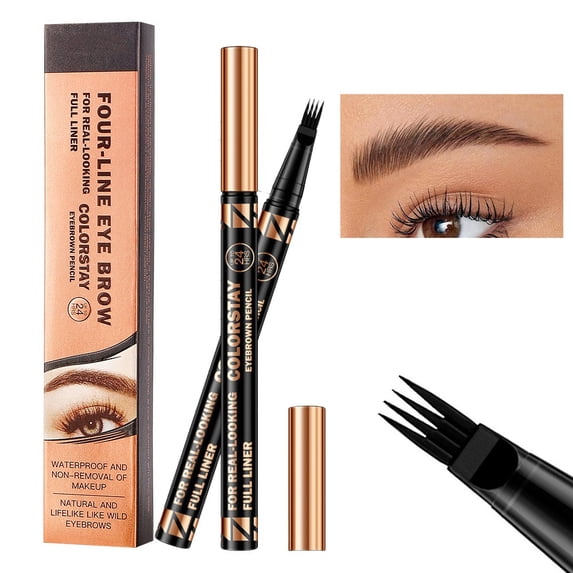 Kokovifyves Waterproof Long-lasting Drying Natural and Non-fading Four-fork Eyebrow Pencil Makeup Tool 1ml