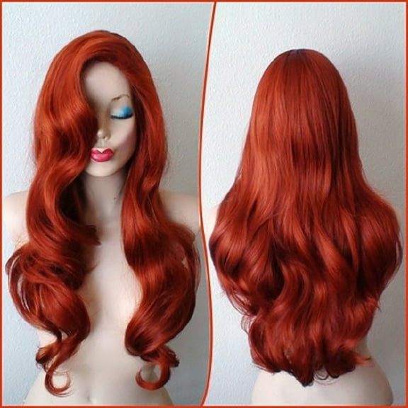 Kokovifyves Wigs on Sale Copper Red Long Curly Hair Makeup Ball Role-playing Game Party Dressing Wig