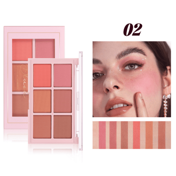 Kokovifyves Women's Beauty and Makeup Blush for Cheeks Six Color Matte Blush Natural Color Blush Repair Matte Blush