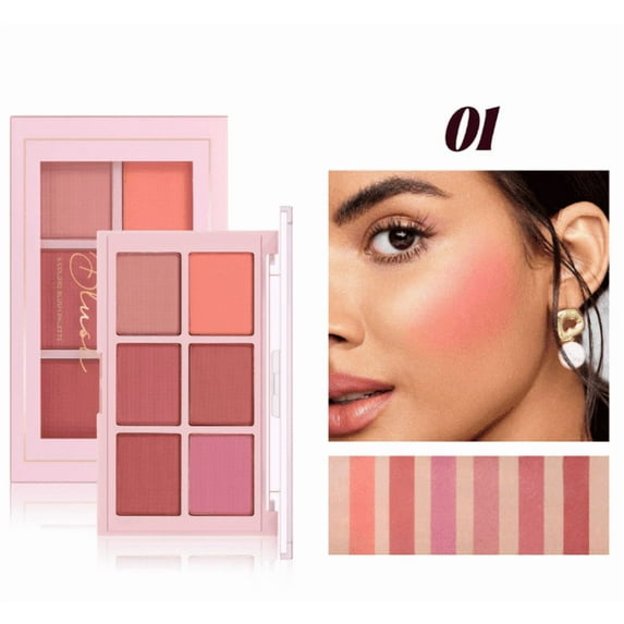 Kokovifyves Women's Beauty and Makeup Blush for Cheeks Six Color Matte Blush Natural Color Blush Repair Matte Blush