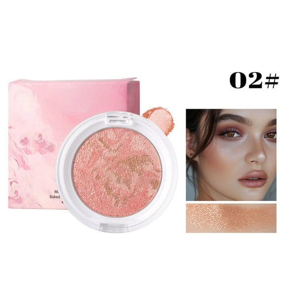 Kokovifyves Women's Beauty and Makeup Tris-colored Pork Belly Blooms Blush Pearl Glows Marbled Ones-piece Rouge