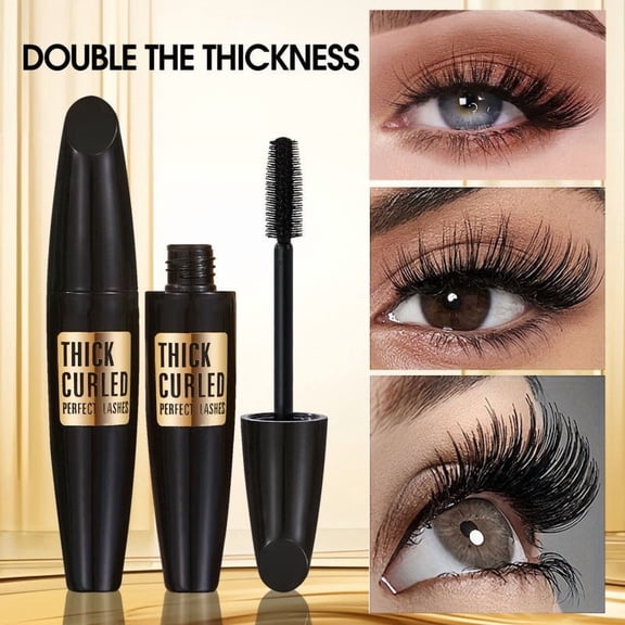Kokovifyves Womens Makeup Mascara 4D Waterproof Thick and Elongated Eye Black Curly Eye Black