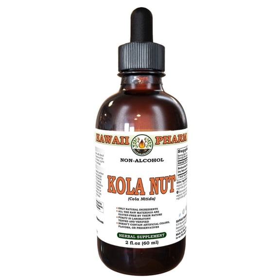Kola (Cola Nitida) Dry Nut Liquid Extract Tincture. Expertly Extracted by Trusted HawaiiPharm Brand. Absolutely Natural. Proudly made in USA. Tincture 2 Fl.Oz