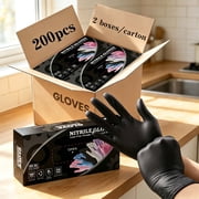 Kolagan 200 pairs of size L disposable nitrile gloves, black, latex-free, suitable for kitchens, dishwashing, household cleaning. Universal for both hands, can be used indoors and outdoors.