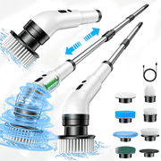 Kolagan multi-functional electric rotating cleaning brush, 8-in-1 cleaning set, 8 replaceable brush heads, adjustable speed and detachable handle, suitable for kitchen, living room and floors.